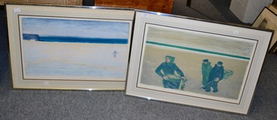 Lot 1204 - Low Tide and Fishermen, a pair of limited edition coloured prints each bearing Frost & Reed...