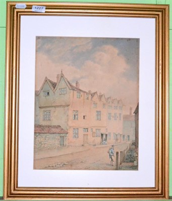 Lot 1227 - C J W Winter (19th century), Street scene with figures outside a house, signed, watercolour