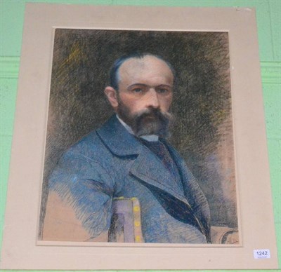 Lot 1242 - British School circa 1890, Portrait of a gentleman, head and shoulders, seated, pastel,...