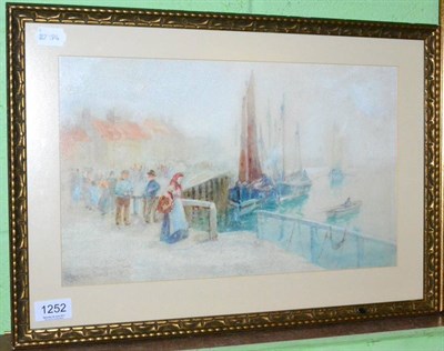 Lot 1252 - Frank Rousse (1897-1915) Figures on a pier side on the North East Yorkshire Coast, signed,...