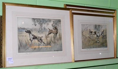 Lot 1253 - Four framed coloured etchings, sporting dog subjects, after Henry Wilkinson