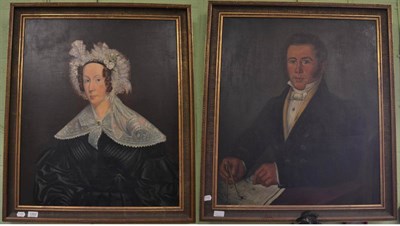 Lot 1262 - A pair of portraits of a lady and gentleman, oils on canvas