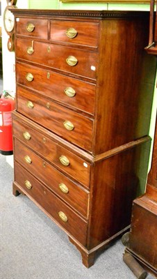 Lot 1280 - George III mahogany chest on chest