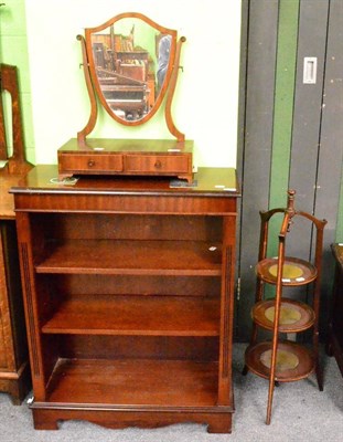 Lot 1284 - An Edwardian cake stand, dressing table mirror and bookcase (3)