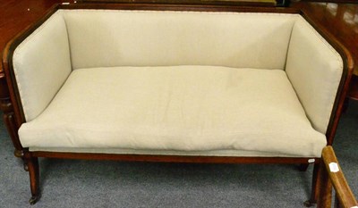 Lot 1325 - Satinwood inlaid mahogany sofa with stuffed over seat