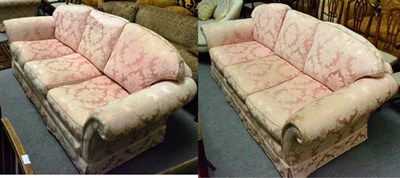 Lot 1331 - Pair of pink upholstered sofas