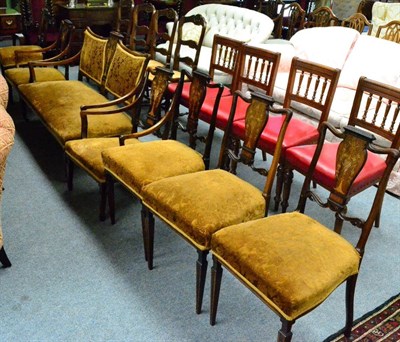 Lot 1336 - Edwardian seven piece inlaid rosewood salon suite