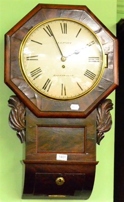 Lot 1401 - A mahogany drop dial wall timepiece, Allport, Birmingham, circa 1860, octagonal shaped case...