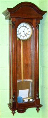 Lot 1408 - A reproduction Vienna type wall clock (one weight missing)