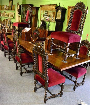 Lot 1414 - Dining table, with two leaves, and ten chairs (11)