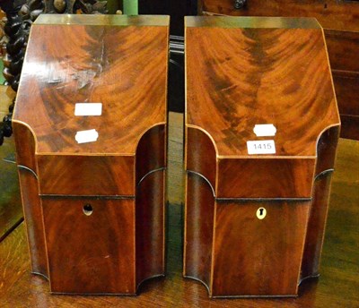 Lot 1415 - A pair of George III mahogany knife boxes