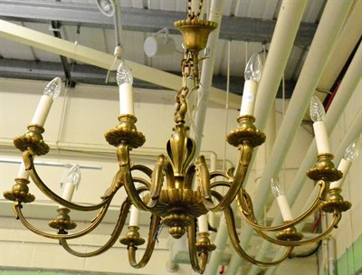 Lot 1425 - A gilt metal ten light chandelier