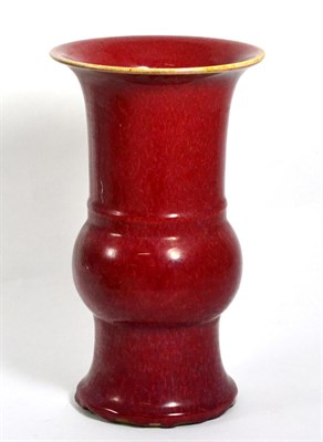 Lot 15 - A Chinese sang de boeuf Gu vase, 30cm high