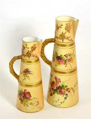 Lot 19 - Two Royal Worcester blush ivory jugs (restored)