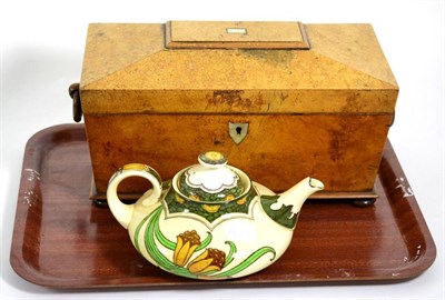 Lot 45 - A Regency tea caddy with fitted interior; and a Royal Doulton Art Nouveau teapot D3434