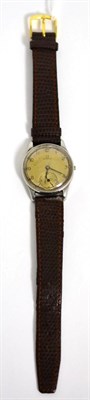 Lot 65 - A stainless steel 1940's wristwatch, signed Omega