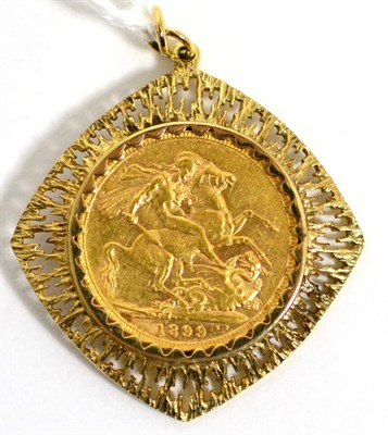 Lot 71 - An 1899 sovereign in a frame