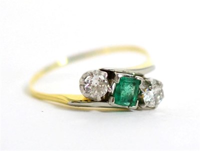 Lot 74 - An emerald and diamond ring (shank very thin)