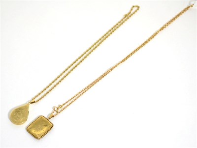 Lot 76 - A 9 carat gold locket pendant on chain and another locked pendant on chain (2)