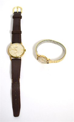 Lot 81 - A 9 carat gold Longines wristwatch and a lady's 9 carat gold Omega wristwatch