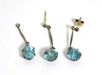 Lot 119 - A pair of blue zircon earrings and a zircon pendant