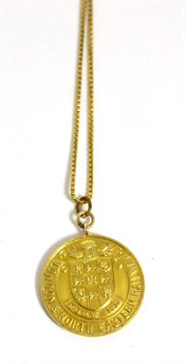 Lot 132 - A 9 carat gold medallion on chain