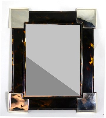 Lot 149 - White metal mounted tortoiseshell mirror, unmarked