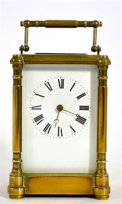 Lot 175 - A brass carriage timepiece