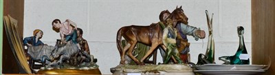 Lot 210 - Four Capodimonte groups, Mdina duck and dolphin, collectors plates etc