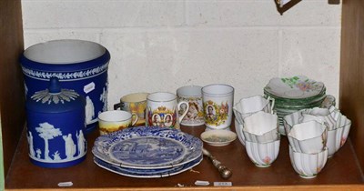 Lot 213 - Adams Jasperware planter, Wedgwood jar and cover, tea set, Spode plates etc