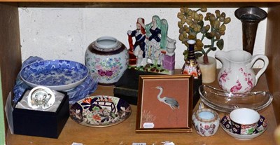 Lot 214 - A shelf of mixed 19th century porcelain, etc