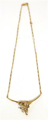 Lot 243 - A 9 carat gold sapphire and diamond pendant on chain necklace