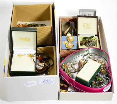 Lot 247 - A 9 carat gold cased wristwatch, on a 9 carat gold bracelet, various other wristwatches and costume