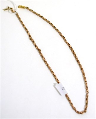 Lot 302 - A rose coloured fancy link chain necklace, length 45cm, on a later box clasp stamped '375'