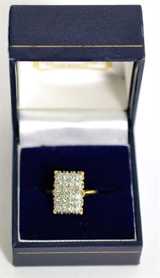 Lot 312 - A diamond rectangular plaque ring, pavé set with round brilliant cut diamonds, total estimated...