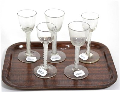 Lot 345 - Five air twist wine glasses