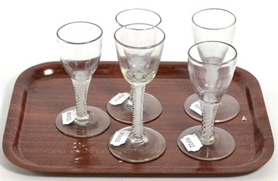 Lot 348 - Five air twist wine glasses