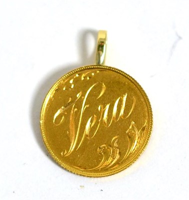 Lot 370 - A gold coin pendant