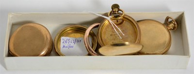 Lot 378 - A gold plated full hunter pocket watch; and a group of cases