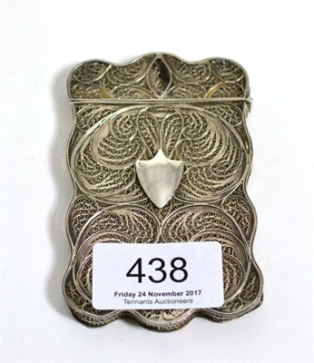 Lot 438 - A 19th century filigree shaped rectangular white metal card case