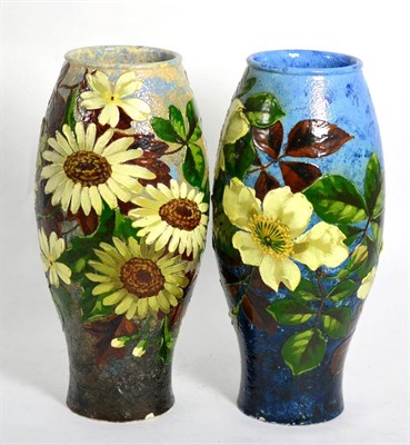 Lot 446 - Two Burmantofts faience vases decorated with flowers