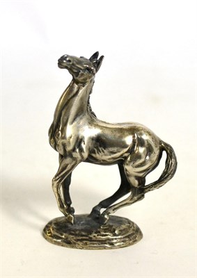 Lot 467 - A cast silver model of a horse ";Playing Up"; by Lorna McKean, for The British Horse Society,...