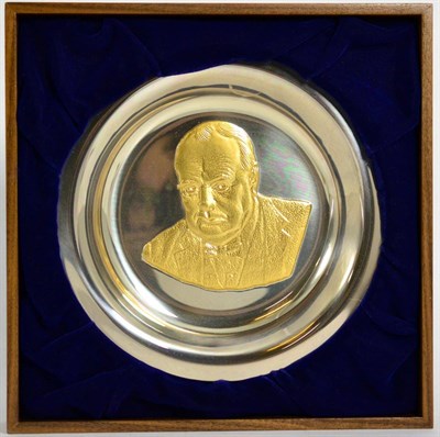 Lot 468 - A Churchill Centenary parcel gilt silver plate, John Pinches, 1974, numbered 237, with...