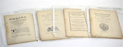 Lot 506 - Group of four stitch-bound pamphlets/works relating to The Colony of Virginia, including A...