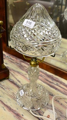 Lot 516 - A cut glass mushroom lamp