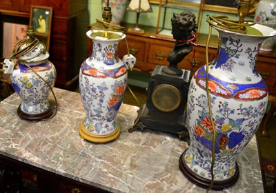 Lot 520 - Three modern Oriental style table lamps