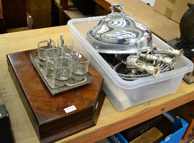 Lot 1013 - A quantity of silver plate to include a meat cover, part services of flatware etc