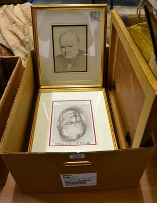 Lot 1085 - Collection of framed pictures and ephemera relating to Winston Churchill