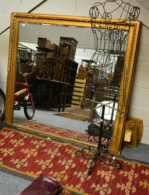 Lot 1124 - A large gilt frame over mantel mirror, together with a wire dress makers mannequin and a small...