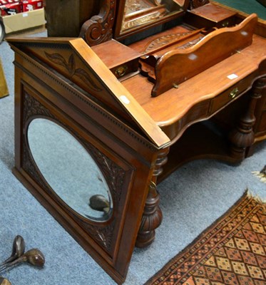 Lot 1133 - A late Victorian carved walnut mirror and a shelf